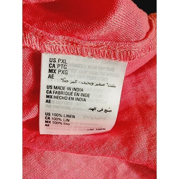 Charter Club‎ Women's PXL Linen Tie-Front Top Orange Salmon Color Embroidered - Picture 9 of 9